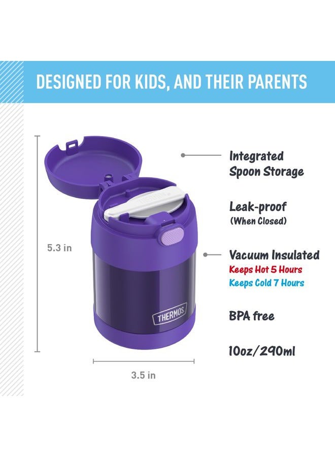 THERMOS FUNTAINER 10 Ounce Stainless Steel Vacuum Insulated Kids Food Jar with Folding Spoon, Purple - Image 2